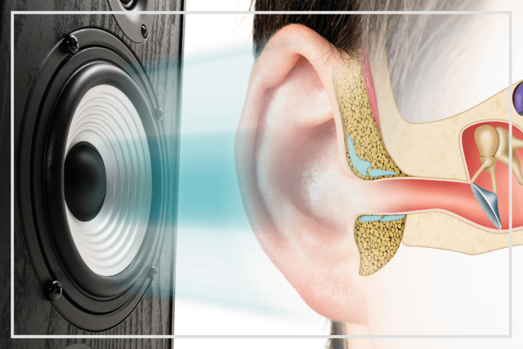 close up of how loud sounds destroy hearing